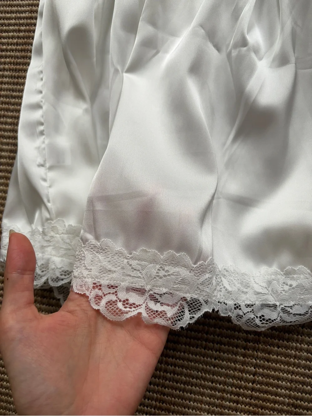 White Lace Trim V-Neck Mini Dress